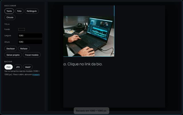 Create with a post open, tool panel on the left