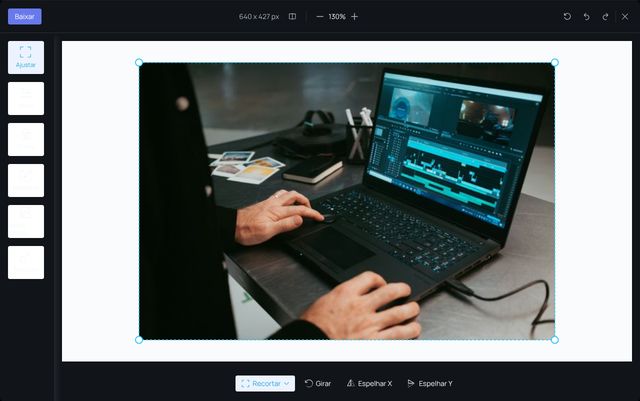 Touch up with a photo open and the crop tab selected